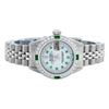 Image 3 : Rolex Ladies 26 Stainless Steel MOP Emerald & Diamond Datejust Wristwatch