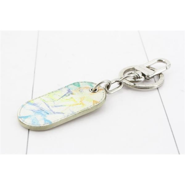 Louis Vuitton Silver-tone Metal White Multicolor Canvas Military Keyholder