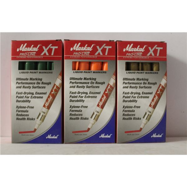 3 BOXES OF MARKAL PROLINE XT LIQUID PAINT MARKERS