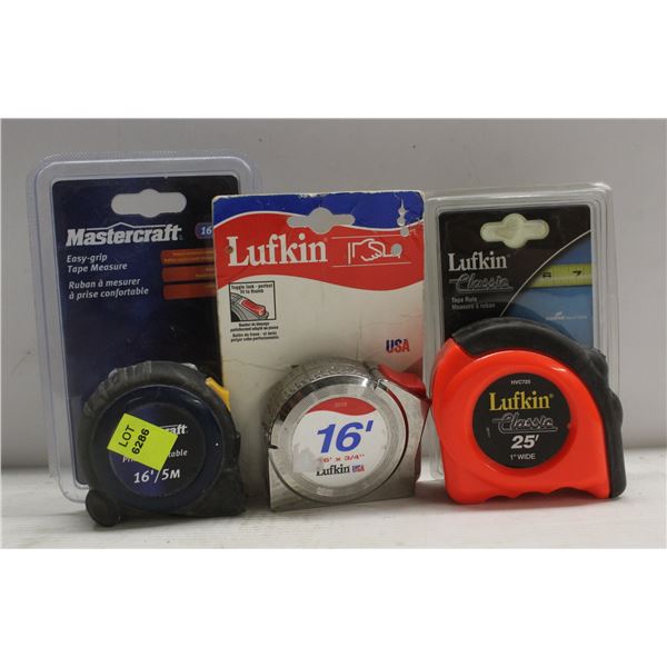 NEW LOT OF 3 ASSORTED TAPE MEASURES