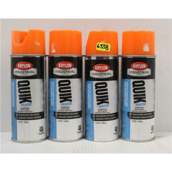 LOT OF 4 KRYLON QUIK-MARK INVERTED MARKING PAINT