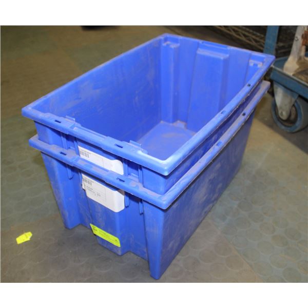 LOT OF 2 BLUE 18  X 11  X 9  BINS