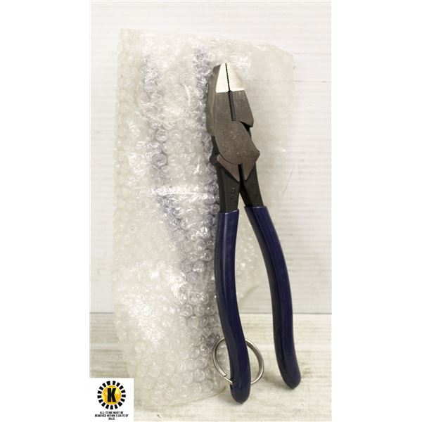 PAIR OF KLEIN TOOLS 9  PLIERS W/TETHER RING