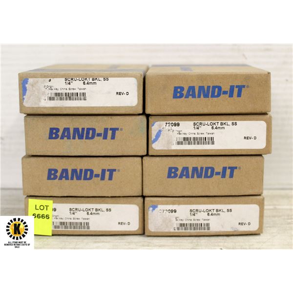 LOT OF 8 BAND-IT BOXES OF SCRU-LOKT BKL, SS