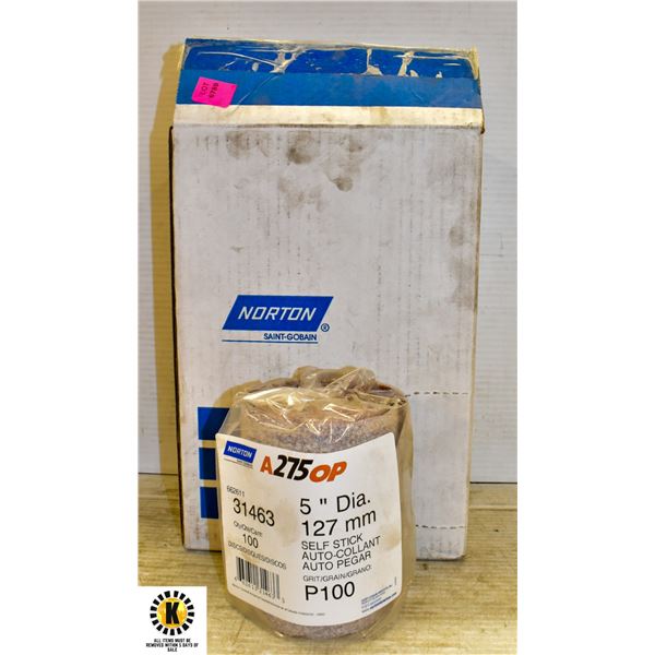 BOX OF APROX 500 5" DIAMETER P100 SANDING DISC'S