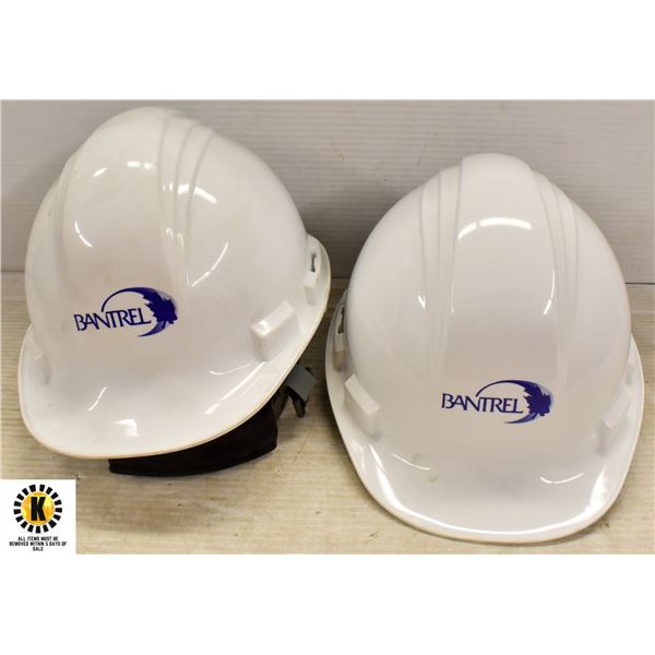 LOT OF 2 BANTREL WHITE HARDHATS