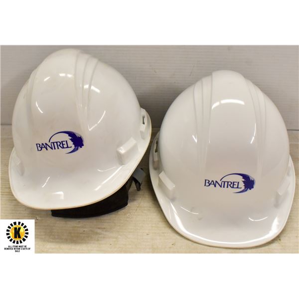 LOT OF 2 BANTREL WHITE HARDHATS