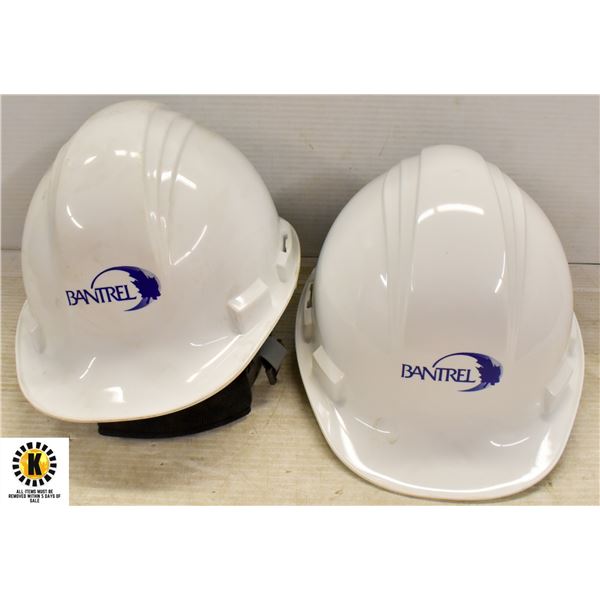 LOT OF 2 BANTREL WHITE HARDHATS