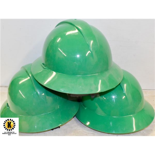 LOT OF 3 GREEN HARDHATS