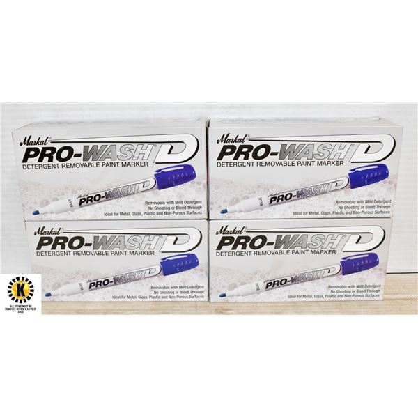 4 BOXES OF MARKAL PRO-WASH D PAINT MARKER