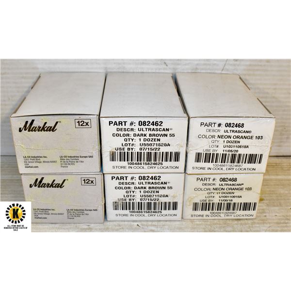 6 BOXES OF MARKAL ULTRASCAN ASSORTED COLOUR