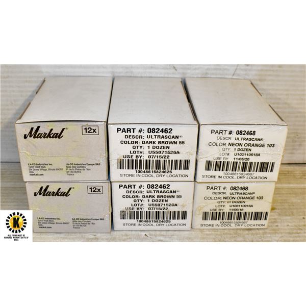 6 BOXES OF MARKAL ULTRASCAN ASSORTED COLOUR