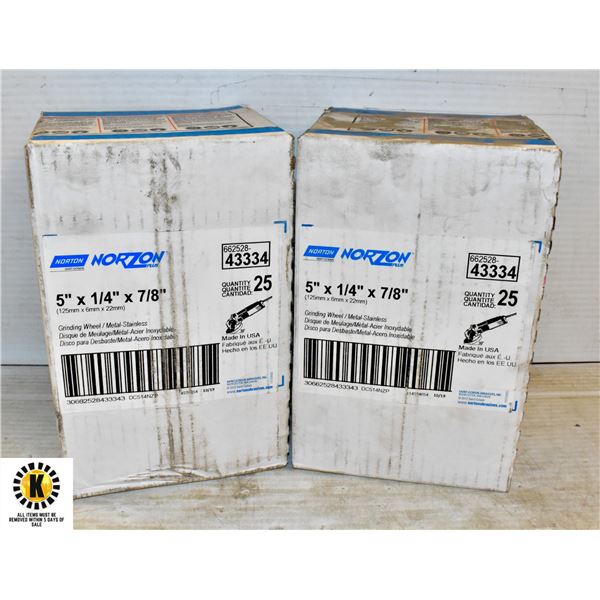 2 BOXES OF NORTON GRINDING WHEEL 5"X1/4"X7/8"