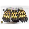 3 PAIRS OF YELLOW GREASE MONKEY WORK GLOVES