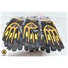 Image 1 : 3 PAIRS OF YELLOW GREASE MONKEY WORK GLOVES