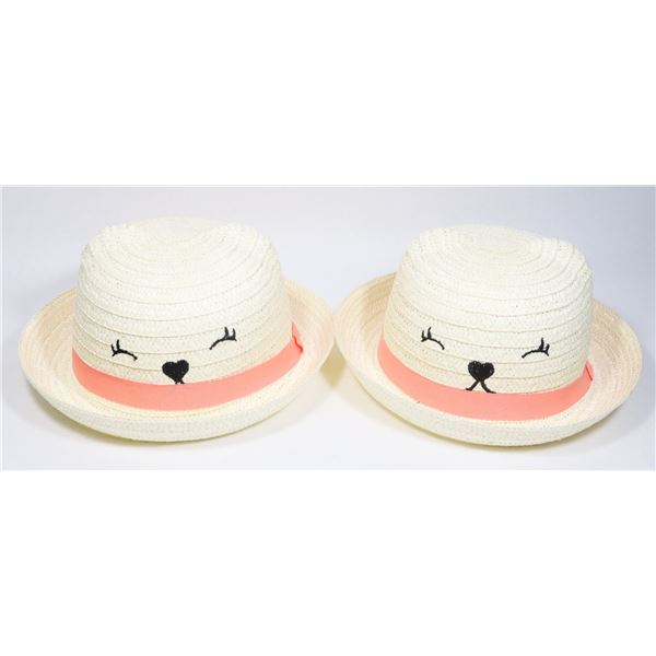 LOT OF 2 GIRLS STRAW HATS