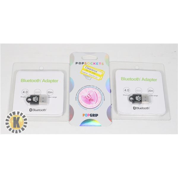 2 BLUETOOTH ADAPTERS & POPSOCKETS POPGRIP