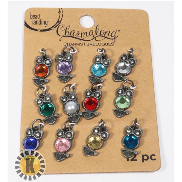 NEW 12PC OWL THEME CHARMS/ PENDANTS SET