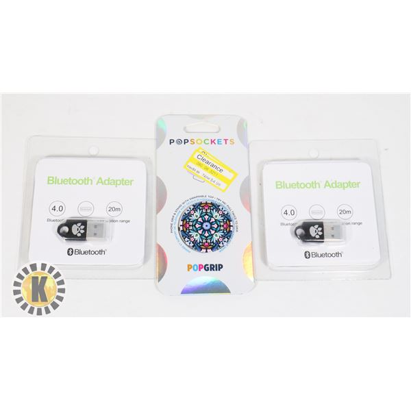 2 BLUETOOTH ADAPTERS & POPSOCKETS POPGRIP