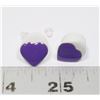 Image 1 : NEW 80'S STYLE PURPLE HEART STUD EARRINGS