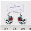 Image 1 : NEW SKULL WITH ROSES THEME DROP EARRINGS