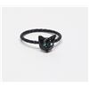 Image 1 : NEW BLACK TONE CAT ROPE RING WITH BLUE RHINESTONE