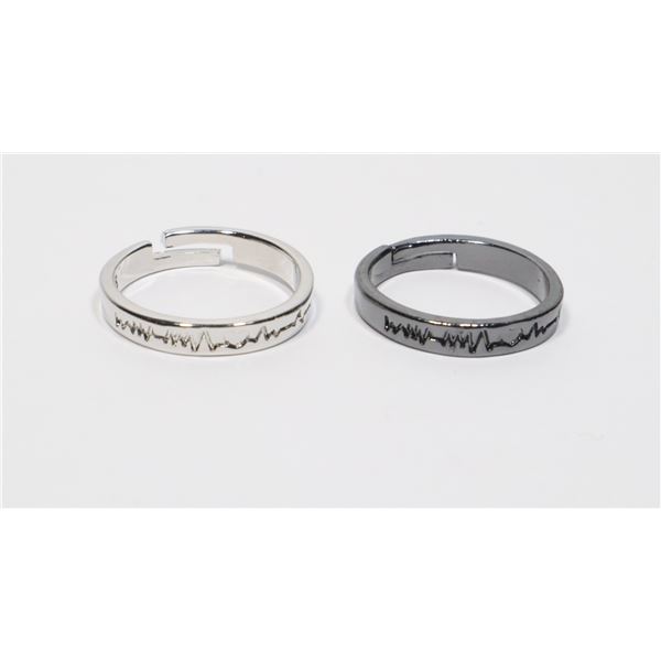 NEW COUPLES HEARTBEAT DETAIL CUFF RINGS