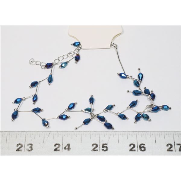 NEW BLUE MIRRORED BEAD CHOKER