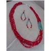 Image 1 : 5 Strand Coral and Turquoise Necklace & Earrings
