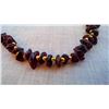 Image 2 : Graduated Garnet Chip and Brass Bead Necklace