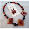 Image 1 : Carnelian and Onyx Choker with Earrings
