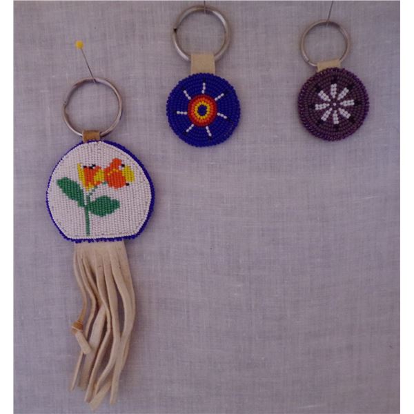 3 Bannock Shoshone Beaded Keyrings by Dora Fisher