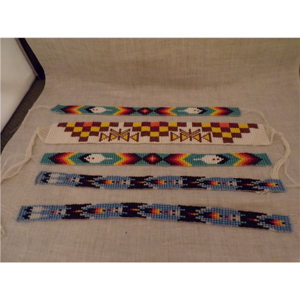 5 Ojibwa Loom Beaded Hat Bands and Chokers