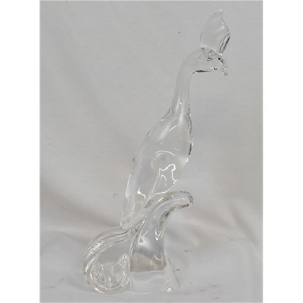 Heavy Glass Peacock Figurine