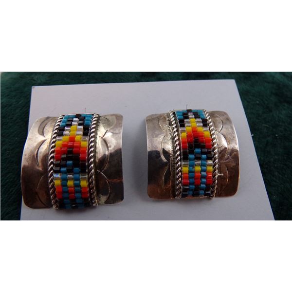 Navajo Sterling Bead Earrings by Carviso