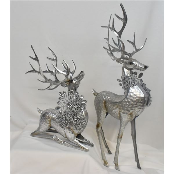 2 Large Metal Art Reindeer