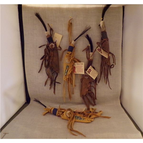 5 Navajo Antler Knives in Sheaths by Gene George