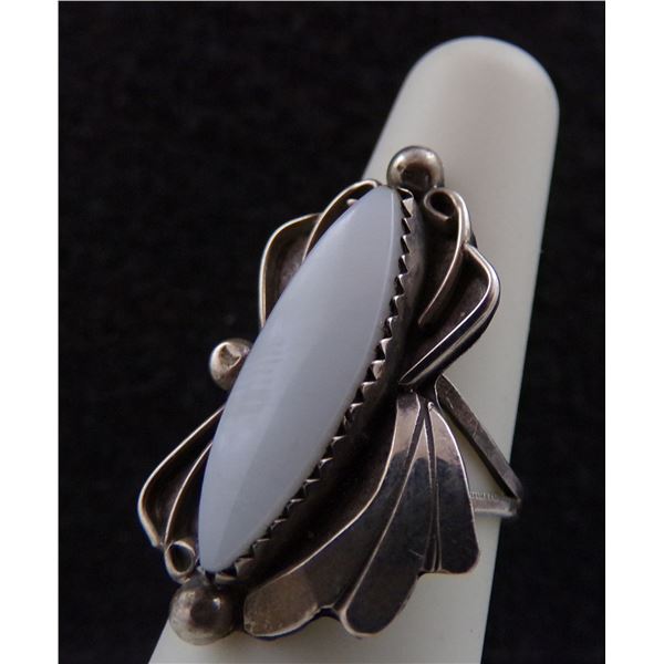Navajo Sterling Mother of Pearl Ring, Size 7