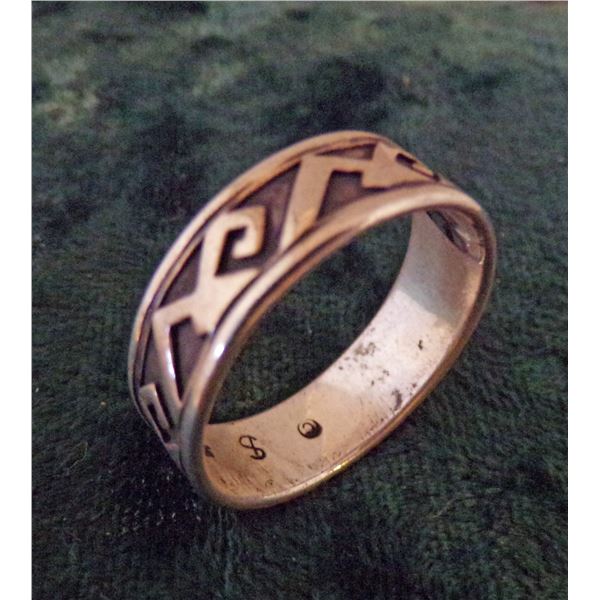 Navajo Sterling Wedding Band, Size 12.25