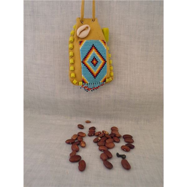 Navajo Beaded Leather Seed Pouch