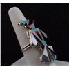 Image 4 : Zuni Sterling Inlay Thunderbird Ring by A. Dishta