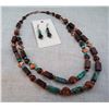 Image 1 : 2 Tier Mahogany Obsidian and Turquoise Necklace