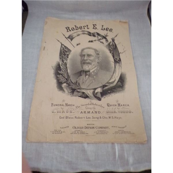 Antique 1864 Sheet Music, Gen. Lee's Quick March