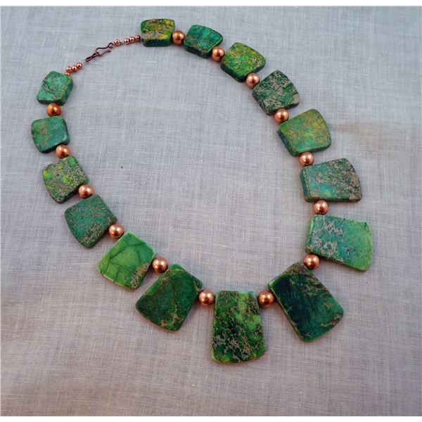 Green Turquiose Impression Jasper Collar Necklace