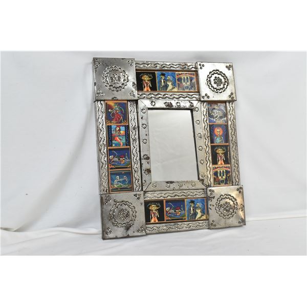 Mexican Day of the Dead Pierced Tin Mirror