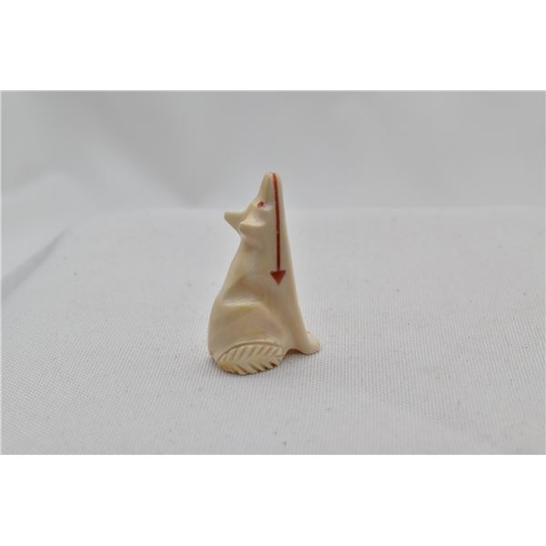 Zuni Carved Antler Howling Wolf Fetish