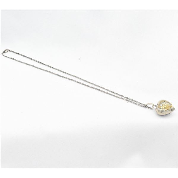 Silver Puffy Heart Pendant Necklace