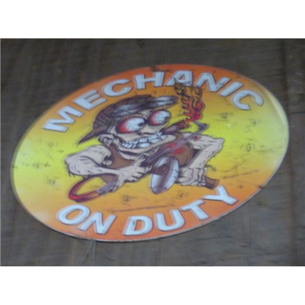 Round Mechanic On Duty Sign