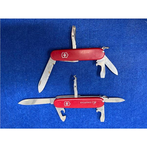 Lot of 2 Victorinox Red Swiss Army Multi-tool Slip Knife
