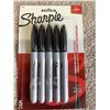 Image 1 : Sharpie Permanent Markers - Black  5 pack